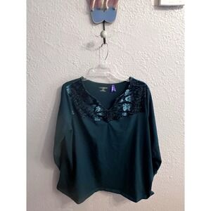 Woman Catherines Green Pullover Blouse Size 18/20WP 3/4 Sleeve‎